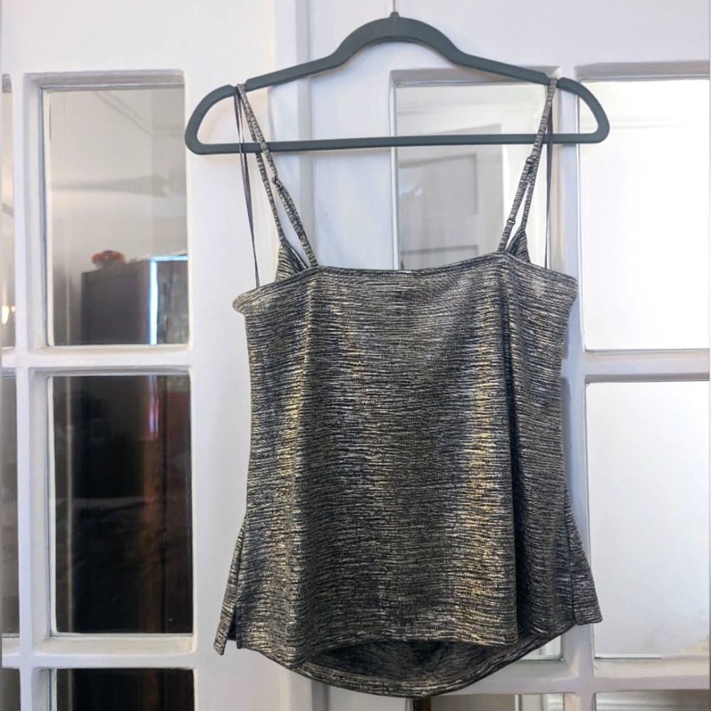 Anthropologie Brida shimmer tank in silver/gold, M - Picture 2 of 4